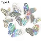 3D Butterfly Wall Stickers Hollow Butterflies Decals Colorful Mirror Paper