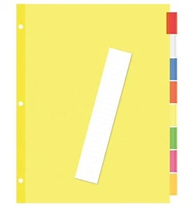Eight 8 Tab Buff Dividers Reinforced No Tear Edge Colored Tab New Quill TWO SETS - Picture 1 of 3