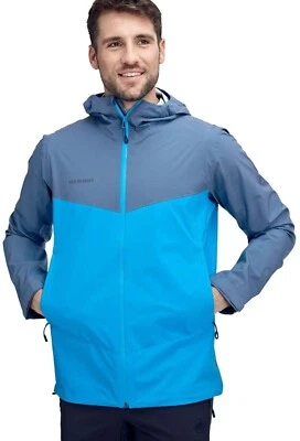 NWT Mens Mammut Albula HS Hooded Lightweight Gentian/Drk Hzn Rain Jacket sz S - Image 1 of 4