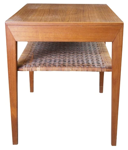Severin Hansen Danish Mid Century Modern Teak & Rattan Side End Table MCM 1960s Cover
