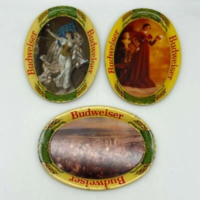 3 Vintage Budweiser Beer Tip Trays Lady Liberty Patriotic Custers Last Stand - Image 1 of 4