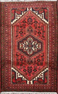 Tribal Geometric Traditional Hamedan Area Rug Hand-knotted Wool Foyer Carpet 3x5 - Picture 1 of 18