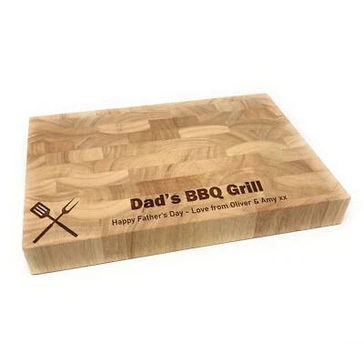 Personalised Extra Thick End Grain hopping Board - BBQ Design Daady Gift - Image 1 of 4