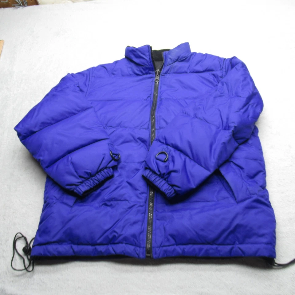 Sonoma 羽绒服男式中号蓝色黑色双面全拉链轰炸机 Puffer 复古 — 第 1/4 张图片
