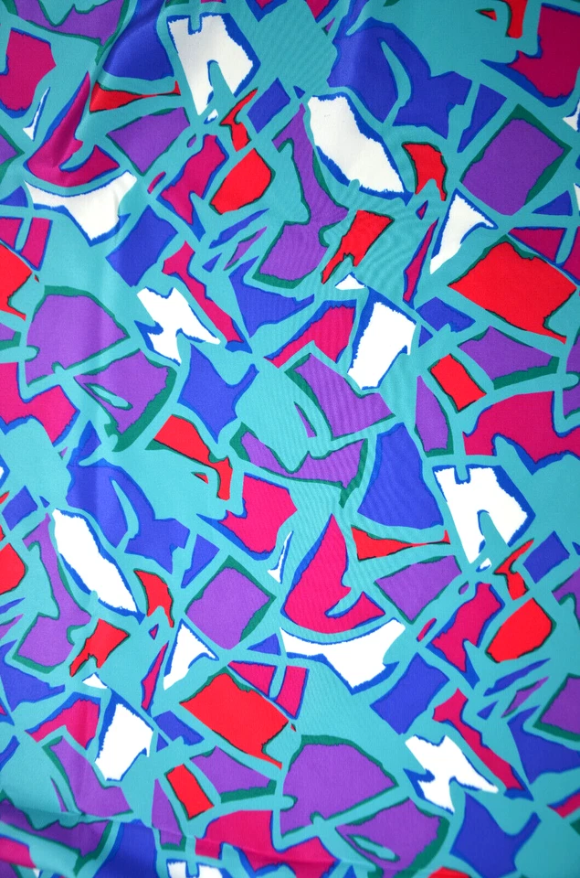 Stained Glass TOYOBO Fabric PopArt Silky Japanese Vtg 90s Retro Mod GoodLife 5yd - Image 1 of 3