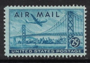 Scott C36- Plane over Oakland Bay Bridge- MNH 25c 1947- unused mint AIRMAIL - Picture 1 of 1