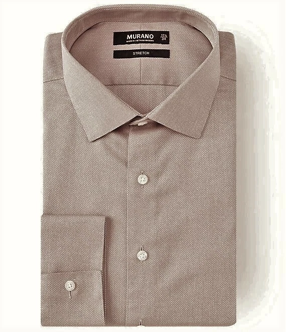 Murano 修身展领人字形正装衬衫 | 浅灰色 | 17/35 — 第 1/1 张图片