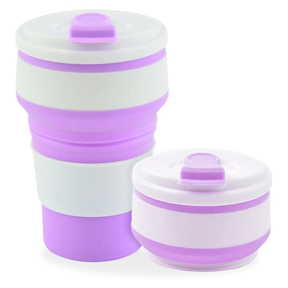 Silikon Kaffee Becher mit Deckel faltbar Coffee to Go BPA Frei Reisebecher 350ml - Bild 1 von 1