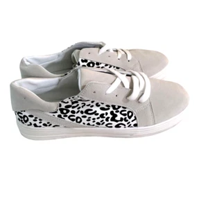 Zapatillas con cordones de lona rosa para mujer gris estampado de leopardo EUR 41 US 8,5 nuevas - Imagen 1 de 6
