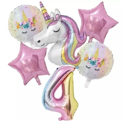 COOLTHINGZ UNICORN Balloon Set for 4th Birthday Party Decoration Pink Set Girls Age 4