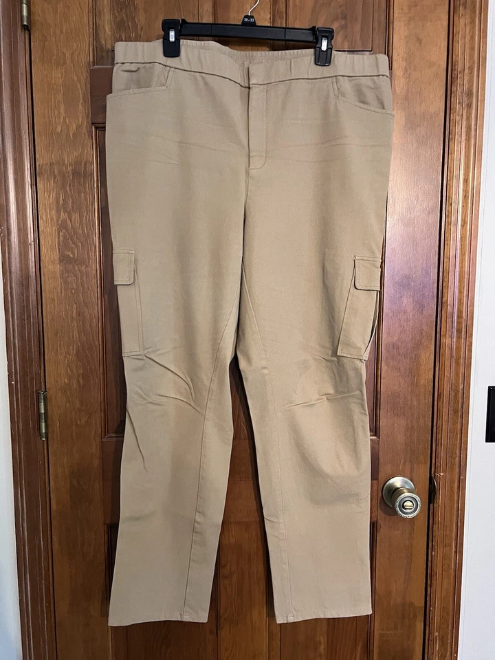 Isaac Mizrahi Live! Высокий 24/7 эластичной грузовой лодыжки брюки 20WT хаки - Изображение 1 из 4