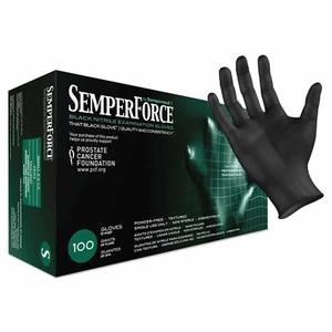Black Nitrile Exam Tattoo Gloves, Powder Free, by SemperForce - Picture 1 of 2