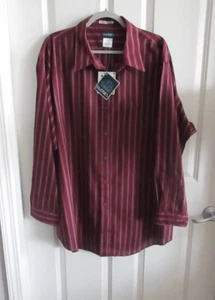 Men’s Puritan Long Sleeve Size 3XL Button Up Red Striped Shirt NEW - Picture 1 of 7
