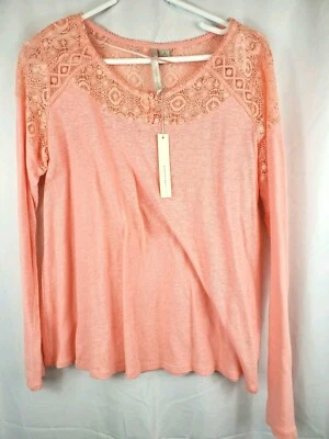 Lauren Conrad 优雅刺绣浅粉色衬衫女式中号 — 第 1/4 张图片