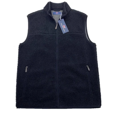 NUEVO CON ETIQUETAS Vineyard Vines Cremallera Nantucket Sherpa Chaleco Chaqueta XS Negro Para Hombres $148 Foto 1 de 4