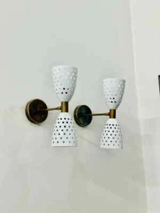 Wall Sconce Mid Century 1950's Style Italian Stilnovo Sconce Lighting Pair - Picture 1 of 6