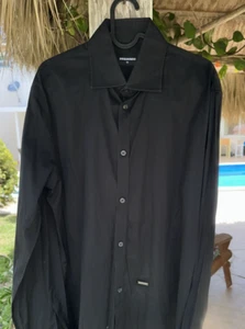 DSQUARED2 BLACK BUTTON DOWN LONG SLEEVE CASUAL SHIRT Sz 54 MADE IN ITALY - Picture 1 of 8