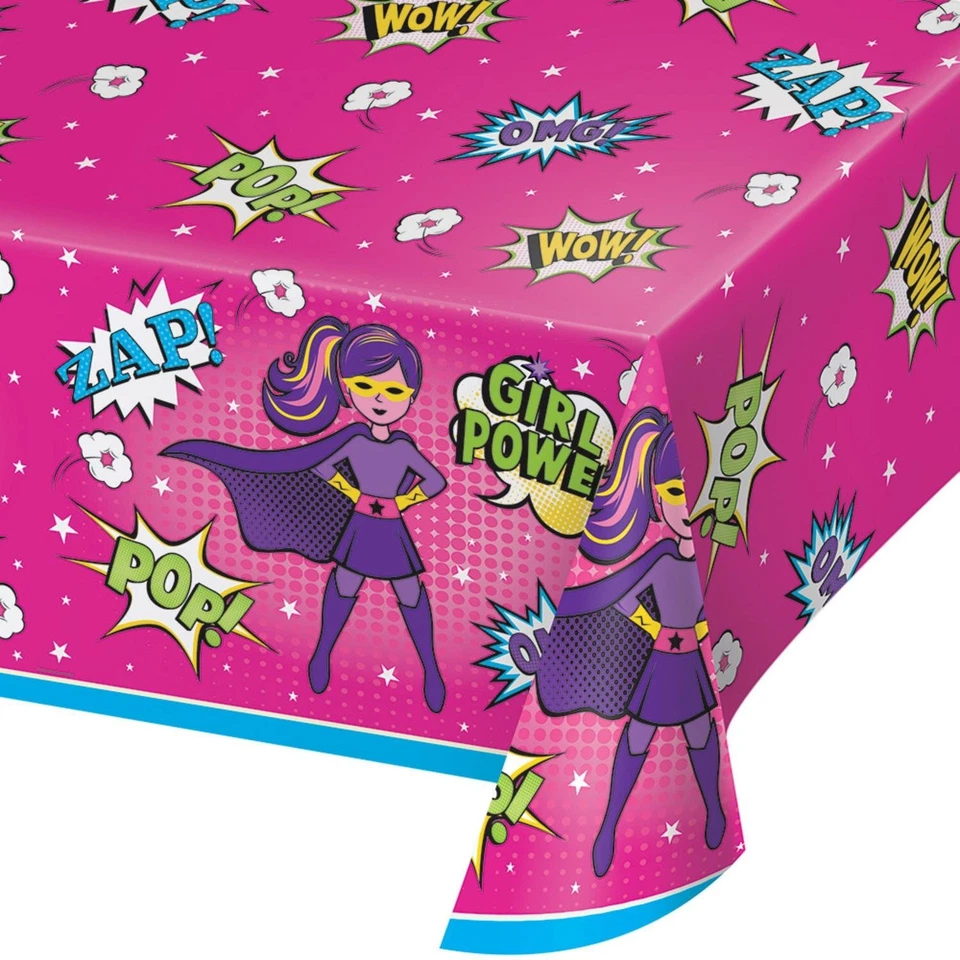 Girl Superhero Comic Book Hero Birthday Party Decoration Plastic Tablecover - Image 1 of 1