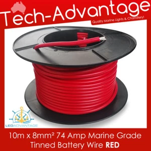 10m X 8mm2 ROJO 74A CABRESTANTE MARINO BATERÍA DE ALTA RESISTENCIA ALAMBRE COBRE ESTAÑADO - 8 B&S - Imagen 1 de 2
