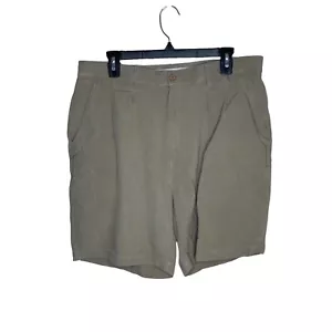 Tommy Bahama Hawaiian Shorts Mens 36W Beige Aloha Island Camp Pleated 100% Silk - Picture 1 of 8