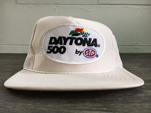 Daytona 500 Hat Snapback 80s Vtg Trucker Mesh Rope Bill Racing Nascar STP Cap - Picture 1 of 8