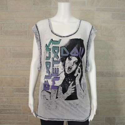 Element Of Society PEQUEÑA Camiseta Gráfica Muñeca de Metal Negro Rocker Sheer Burnout  Foto 1 de 4