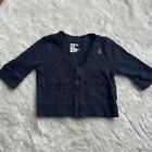 Baby Gap Navy Cardigan Sweater sz 3-6 Months 100% Cotton Embroidered Teddy Bear