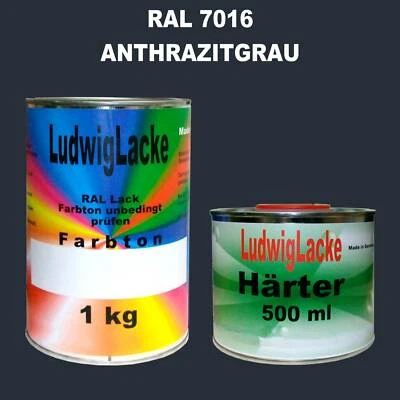 RAL 7016 Anthrazitgrau 1,5 kg SET Matt Lack & Härter unverdünnt Ral Lack - Bild 1 von 4