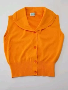 Vintage Orange United Colors of Benetton Button up Vest - See Measurements - Picture 1 of 7