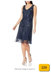J Kara Women's Petite Sleeveless Floral Beaded Short Dress Navy/Gun 12P  J Kara - Picture 1 of 4