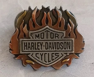 Vintage 70s Harley Davidson Flame Icon Logo Ride Pin 981297 - Picture 1 of 2