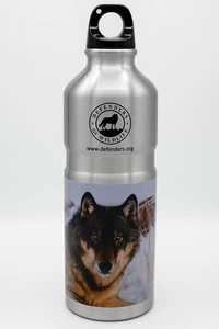 Defenders of Wildlife Stainless Steel Water Bottle – Wolf Design, 20oz Reusable - Picture 1 of 3