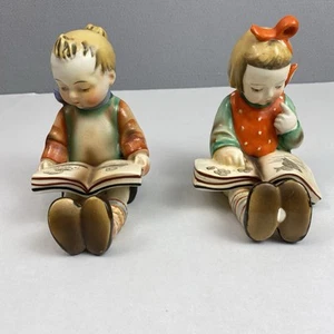 Gold Castle 1940’s Pair Bookends Boy & Girl Figurines Made in Japan Hummel Style - Picture 1 of 12