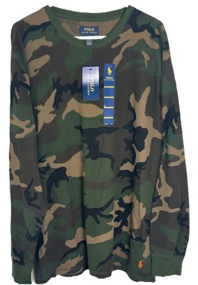 Polo Ralph Lauren Para Hombre Camuflaje Verde Tejido Gofre Térmico Manga Larga 2XL NUEVO CON ETIQUETAS Foto 1 de 4