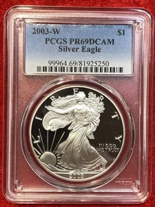 2003-W $1 American Silver Eagle PCGS PR69DCAM - Picture 1 of 2