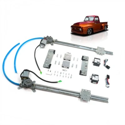 2-Door One Touch Flat Glass Power Window Kit Conversion Fits Ford 1953-56 Truck  - Image 1 of 4