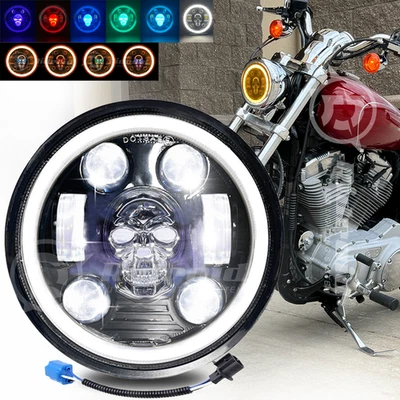RIDROID 5.75"inch RGB Headlight Hi/Low For Harley Dyna Low Rider FXDLS Sportster - Image 1 of 4