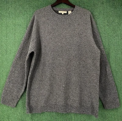 VTG 90’s Joseph Abboud 100% Wool Grey Patterned Sweater W/ Elbow Patches Men 2XL - Image 1 of 4