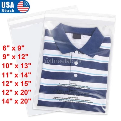 Paquete de 100-1000 bolsas de polietileno transparentes con advertencia de asfixia 6x9 9x12 10x13 11x14 14x20 Foto 1 de 4