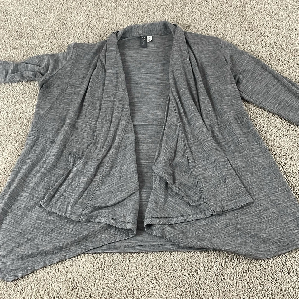 Cárdigan Ibex para mujer talla pequeña gris manga larga frente abierto lana Zque E233 Foto 1 de 4