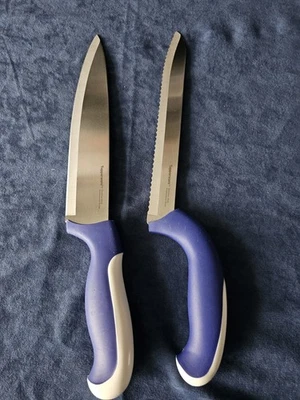 Tupperware Ergonomic Messer-Set 2-teilig Edelstahl, Blau/Weiß - Bild 1 von 3