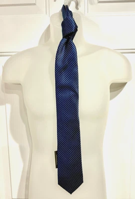 Corbata Canali 1934 azul y plata geométrica 100 % seda hecha en Italia nueva con etiquetas Foto 1 de 4