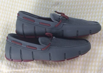 Nuevo SWIMS Hombres Mocasines Trenzados Encaje Zapato Sin Cordones Gris Oscuro EE. UU. 8 Foto 1 de 4