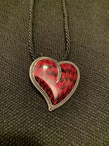 Lia Sophia “Burning Love” Red Heart Pendant with Black Cord Necklace 16-19” - Picture 1 of 5