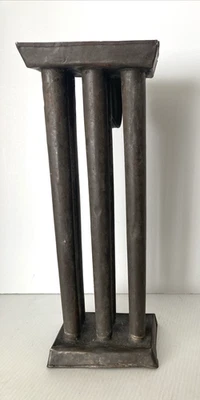 Antiguo molde de vela de metal primitivo colonial de 6 agujeros cónico de 10 pulgadas con mango Foto 1 de 4