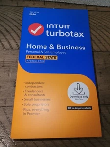 TurboTax Home & Bus 2024 Tax Software Fed & State Tax Win & Mac CODE - SHIPS 24 - Picture 1 of 2