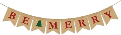 Guirnalda de árbol de Navidad Be Merry | Banderín de vacaciones | Burla natural interior/exterior Foto 1 de 4