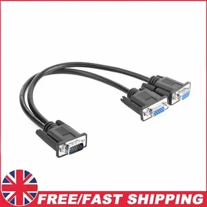 Câble répartiteur 15 broches VGA mâle vers 2 VGA femelle adaptateur moniteur pour projecteur PC - Photo 1/8