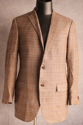 Blazer masculino Ermenegildo Zegna casaco esportivo tamanho 42L lã seda linho marrom - Imagem 1 de 4