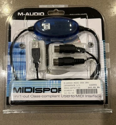 M-Audio Midisport Uno 1 In 1 Out USB to MIDI Interface Cable 16 MIDI Channels - Image 1 of 3